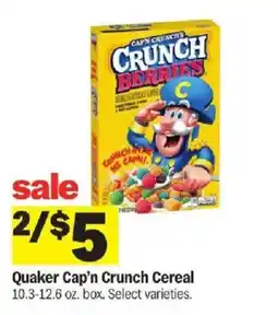 Meijer Quaker Cap'n Crunch Cereal offer