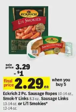 Meijer Eckrich sausage ropes, smok-y links, sausage links or li'l smokies offer