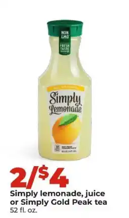 Hy-Vee Simply lemonade, juice or Simply Gold Peak tea offer