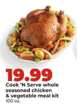 Hy-Vee Cook 'N Serve whole seasoned chicken & vegetable meal kit offer