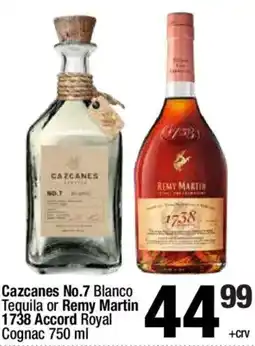 Super King Markets Cazcanes No.7 Blanco Tequila or Remy Martin 1738 Accord Royal Cognac offer