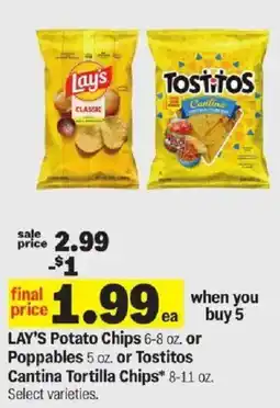 Meijer Lay's Potato Chips or Tostitos Cantina Tortilla Chips offer