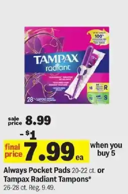 Meijer Tampax Radiant Tampons offer