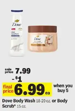 Meijer Dove Body Wash or Body Scrub offer