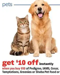 Meijer Pedigree, Iams, Cesar, Temptations, Greenies or Sheba Pet Food offer