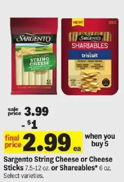 Meijer Sargento String Cheese or Cheese Sticks or Shareables offer