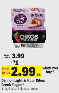 Meijer Dannon Light & Fit or Oikos Greek Yogurt offer