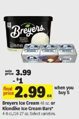 Meijer Breyers Ice Cream or Klondike Ice Cream Bars offer