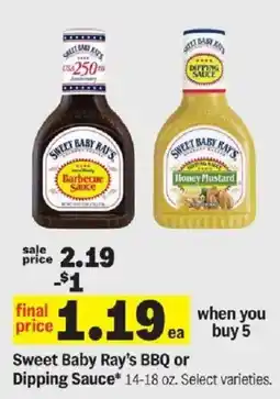 Meijer Sweet Baby Ray's BBQ or Dipping Sauce offer