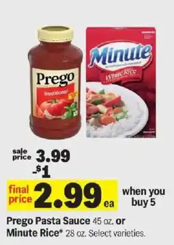 Meijer Prego Pasta Sauce or Minute Rice offer