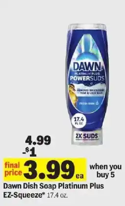 Meijer Dawn Dish Soap Platinum Plus EZ-Squeeze offer