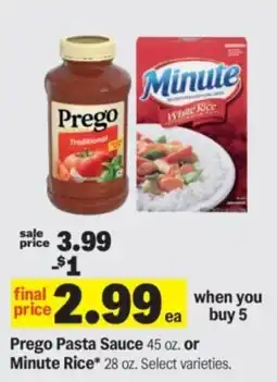 Meijer Prego Pasta Sauce or Minute Rice offer