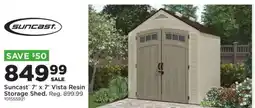 Mills Fleet Farm Suncast 7' x 7' Vista Resin Storage Shed offer