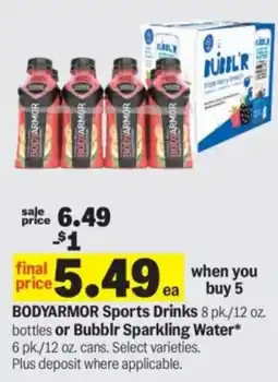 Meijer Bodyarmor sports drinks or bubb lr sparkling water offer
