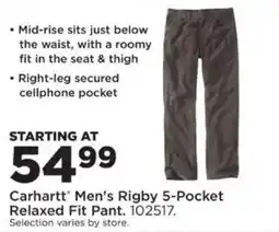 Mills Fleet Farm Carhartt Men's Rigby 5-Pocket Relaxed Fit Pant offer