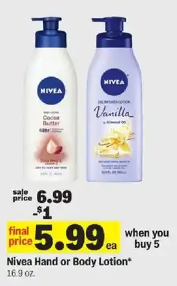 Meijer Nivea Hand or Body Lotion offer