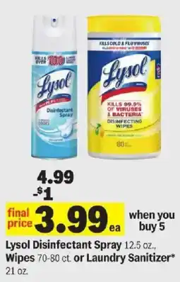 Meijer Lysol Disinfectant Spray Wipes or Laundry Sanitizer offer