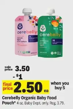 Meijer Cerebelly Organic Baby Food Pouch offer