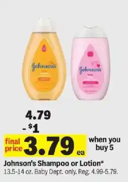Meijer Johnson's Shampoo or Lotion offer