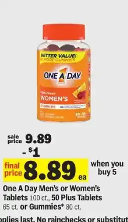 Meijer One A Day Men's or Women's Tablets offer