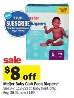 Meijer Meijer Baby Club Pack Diapers offer