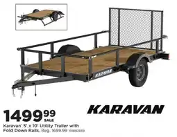 Mills Fleet Farm Karavan 5' x 10' Utility Trailer with Fold Down Rails offer