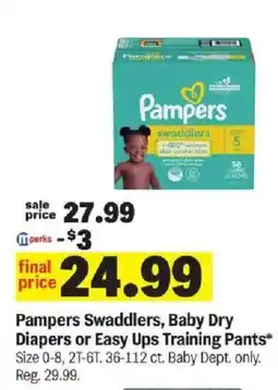 Meijer Pampers Swaddlers, Baby Dry Diapers or Easy Ups Training Pants offer