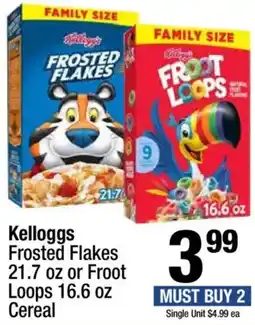 Super King Markets Kelloggs Frosted Flakes or Froot Loops Cereal offer