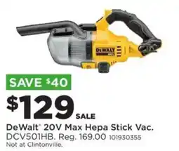 Mills Fleet Farm DeWalt 20V Max Hepa Stick Vac. offer
