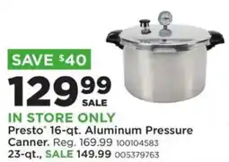 Mills Fleet Farm Presto 16-qt. aluminum pressure canner offer