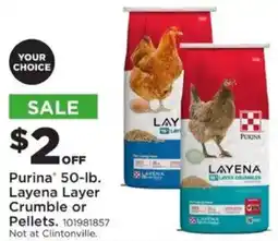 Mills Fleet Farm Purina Layena Layer Crumble or Pellets offer