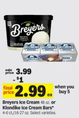Meijer Breyers Ice Cream or Klondike Ice Cream Bars offer