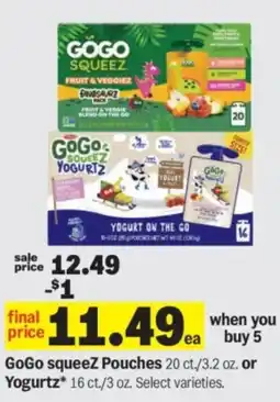 Meijer Gogo squeezeZ Pouches or Yogurtz offer