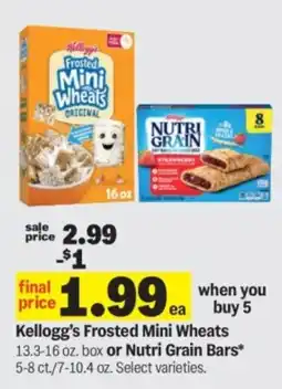 Meijer Kellogg's Frosted Mini Wheats or Nutri Grain Bars offer