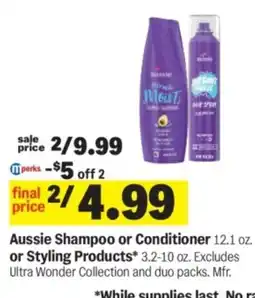 Meijer Aussie Shampoo or Conditioner or Styling Products offer