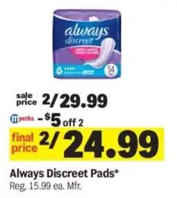 Meijer Always Discreet Pads offer