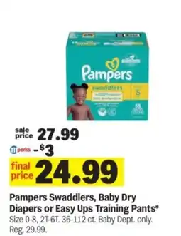 Meijer Pampers Swaddlers, Baby Dry Diapers or Easy Ups Training Pants offer