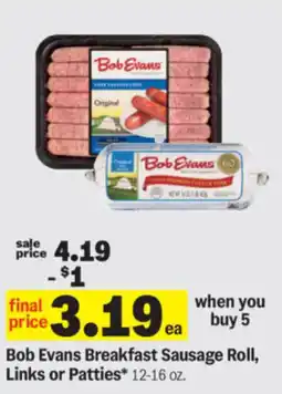 Meijer Bob Evans Breakfast Sausage Roll offer