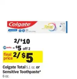 Meijer Colgate Total Toothpaste offer