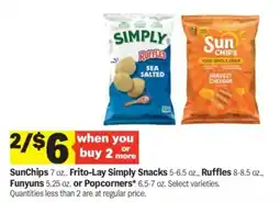 Meijer SunChips, Frito-Lay Simply Snacks, Ruffles, F纭uns or Popcorners offer