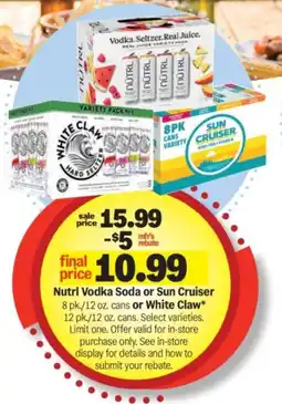 Meijer Nutrl Vodka Soda or Sun Cruiser or White Claw offer