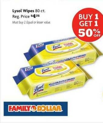 Family Dollar Lysol Wipes offer