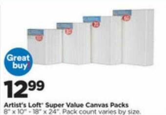 Michaels Artist's Loft Super Value Canvas Packs offer