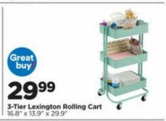 Michaels 3-Tier Lexington Rolling Cart offer