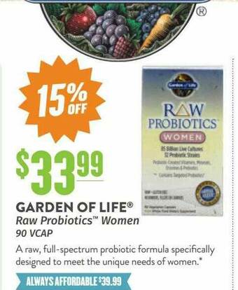 Natural Grocers Garden Life Raw Probiotics Women 90 Vcap offer