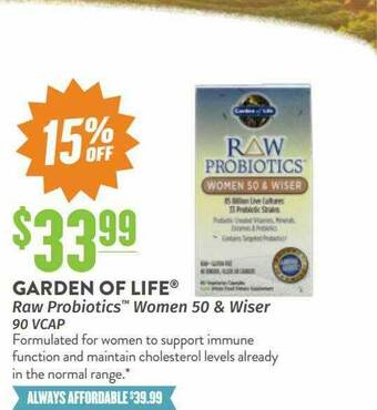Natural Grocers Garden Of Life Raw Probiotics Women 50 & Wiser 90 Vcap offer