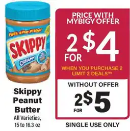 Big Y Skippy Peanut Butter offer