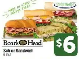 Star Market Boar's Head Sub or Sandwich offer