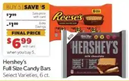 Family Fare Hershey's Full Size Candy Bars offer