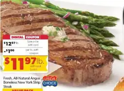 Family Fare Fresh, All-Natural Angus Boneless New York Strip Steak offer